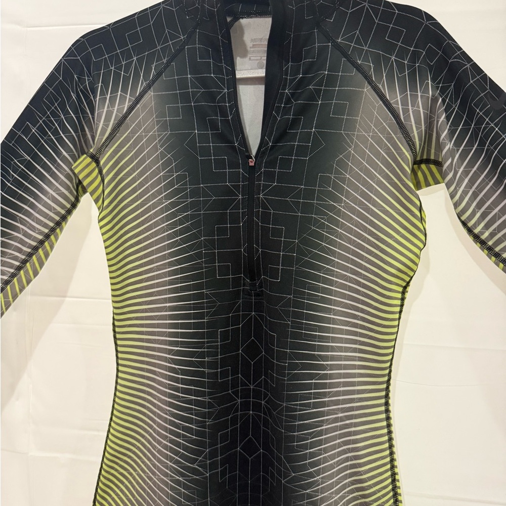 Nike Pro Grey and Green 3/4 Zip Long Sleeve